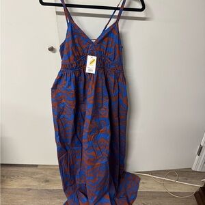 Nine West Blue and Brown Printed Maxi Dress